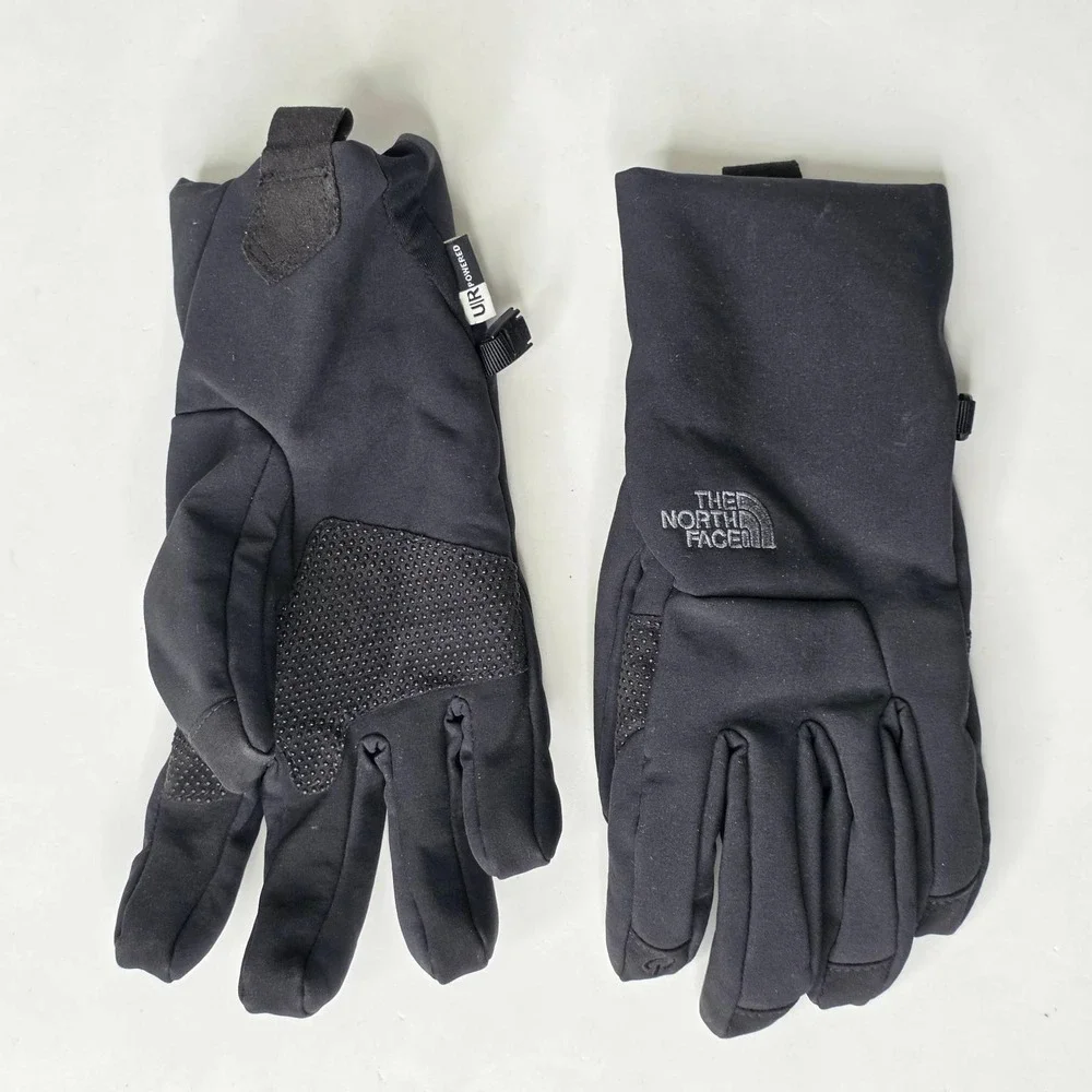 The North Face Etip Black Touchscreen Gloves Fleece Lined Silicone Grip Palm M
